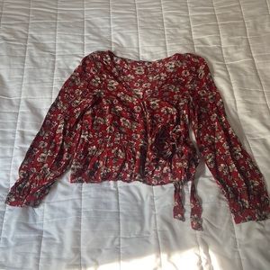 American eagle red floral shirt. Size S